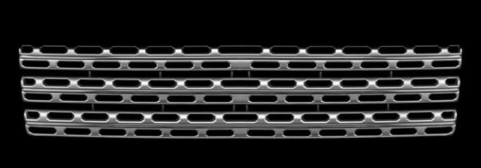 Car grill on black background. Exterior car detail.