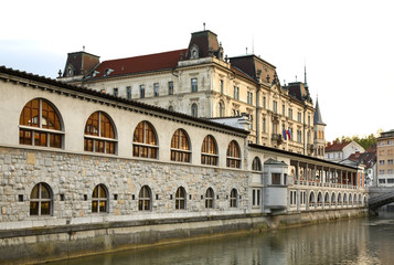 Fototapeta na wymiar Embankment in Ljubljana. Slovenija