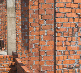 Brickwall at construction building