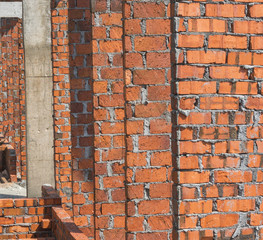 Brickwall at construction building