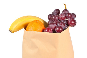 Fruits in brown grocery bag