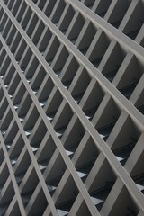 Skyscraper facade showing grid of concrete girders