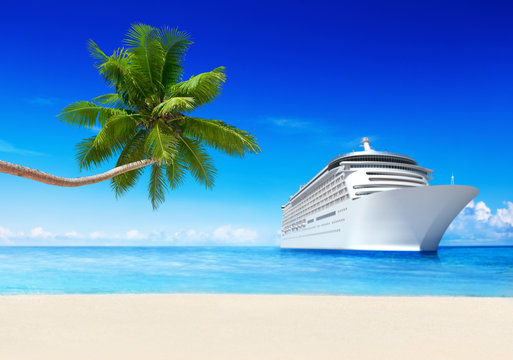 Spectacular view with 3D cruise ship