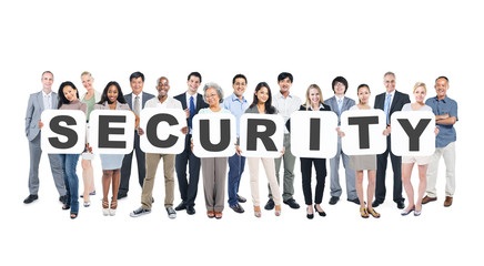 Group of Business People Holding Word Security