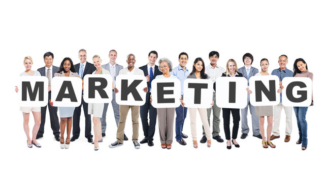 Group Of Diverse People Holding Word Marketing
