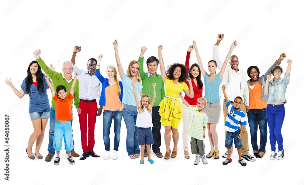 Wall mural Multiethnic People Arms Raised - Wall murals