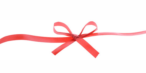 red heart ribbon isolated on white background