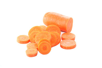 sliced carrot of isolated on white.