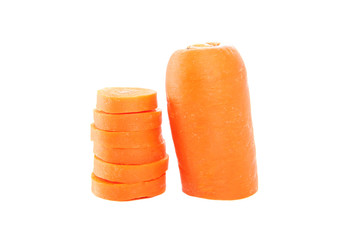 sliced carrot of isolated on white.