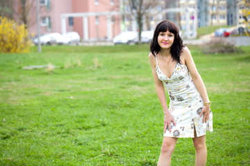 Girl and green grass