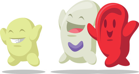 Cartoon of Blood Cell - Erythrocytes, Leukocytes, Thrombocytes