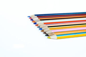 Color pencils set on white background