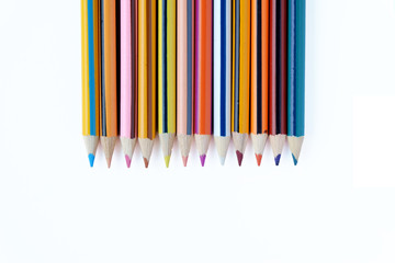 Color pencils set on white background