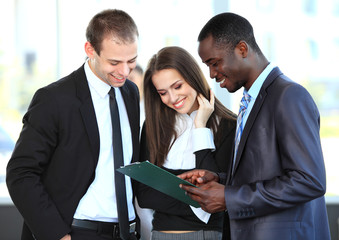 Business people meeting in office to discuss project 