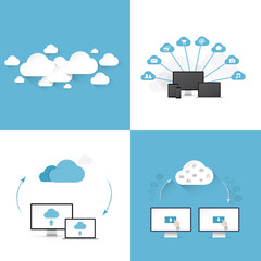 Flat cloud computing vector illustration templates