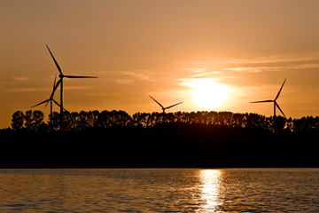 Windmills on the lake