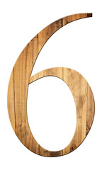 font of number six with textured wooden.