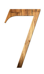 font of number seven with textured wooden.