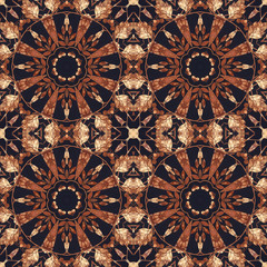 Seamless floral ornament, bark on fabric