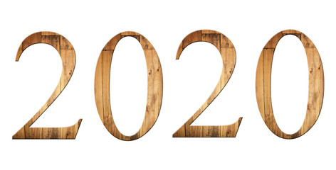 font of number two thousand and twenty with textured wooden.