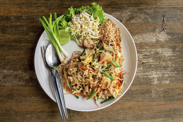 Thai food Pad thai , Stir fry noodles with shrimp