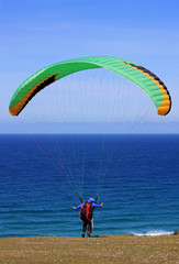 paraglider launching wing - obrazy, fototapety, plakaty