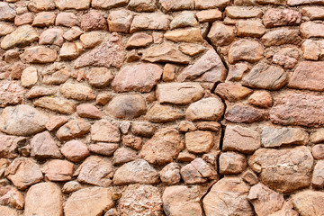 Old Cracked Stone Wall