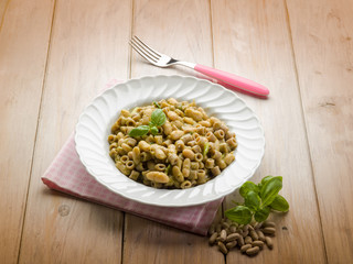 pasta with pesto and beans