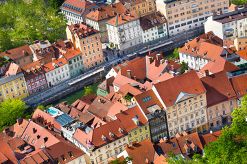 Fototapeta na wymiar Panorama of Ljubljana, Słowenia, Europa.