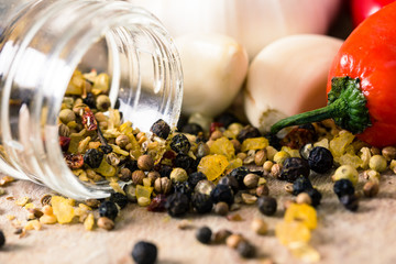 Red Hot chili peppers with garlic and mixed spices