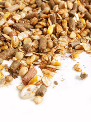high quality sportive  muesli background. for horse. close up