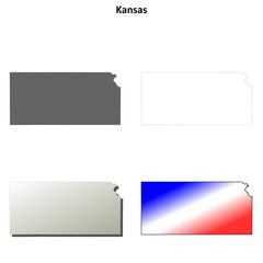 Kansas blank outline map set