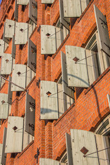 Green blinds on an old storehouse in Lubeck