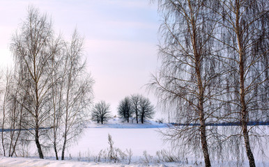 Beautiful rural winter snowy landscape