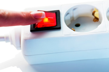 hand with switch for power