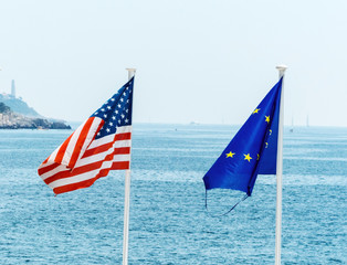 Fototapeta premium the eu, france and the usa flag