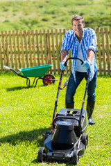 man lawn mowing