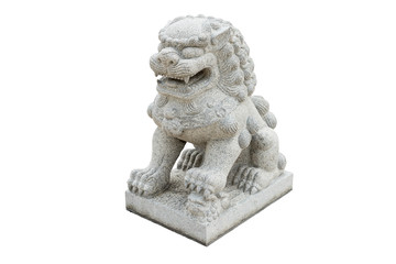 Chinese Imperial Lion Statue, Isolated on white background