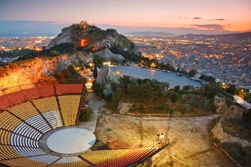 Türaufkleber Städte / Reisen Athen bei Sonnenuntergang vom Likabetus-Hügel.