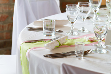 table set for wedding or another catered event dinner
