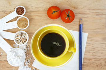 Blank paper with baking ingredients