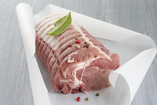 Fresh pork fillet. Raw tenderloin or sirloin
