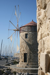 Obraz na płótnie Canvas Mill Fort Port Oldt Town Rhodes Greece 05