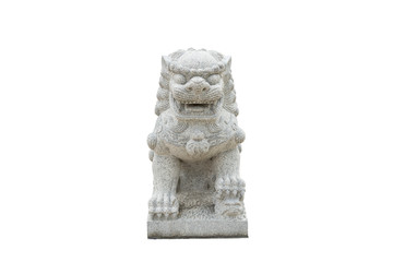 Chinese Imperial Lion Statue, Isolated on white background