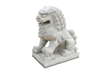 Fototapeta premium Chinese Imperial Lion Statue, Isolated on white background
