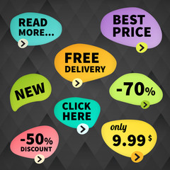 vector business badge labels set on dark background