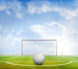 Digitally generated white leather football