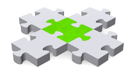 3d puzzle forming intersection, green center