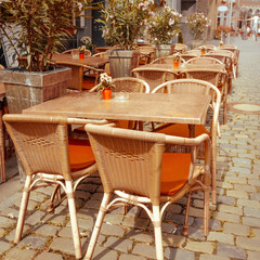 Street view of a coffee terrace