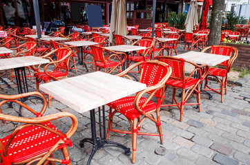 Street view of a coffee terrace